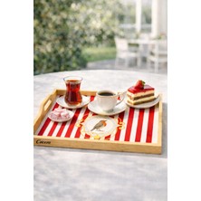 Özgürce Bambu Servis Tepsisi 35X23 Cm, Kulplu, Dekoratif, Çay ve Kahve Sunumu