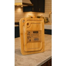 Özgürce Iki Parça Bambu Kesme Tahtası Seti, 32X22 ve 25X16,5 Cm, Doğal Mutfak Araçları