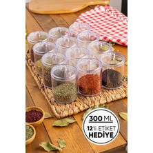 Özgürce 12'li 300ML Kristal Mika Baharatlık Takımı Sızdırmaz Kapaklı Set