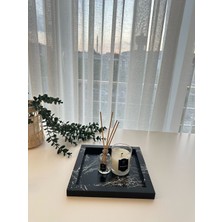 Özgürce Şık Siyah Mermer Desenli Sunum ve Organizer Tepsisi