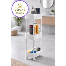 PremiumPort Pratik 3 Katlı Çok Amaçlı Raf, Mutfak ve Banyo Düzenleyici Tekerlekli