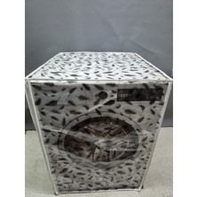 PremiumPort Şeffaf Pvc Çamaşır ve Kurutma Makinesi Örtüsü, Siyah Tüy Desenli, Su Geçirmez