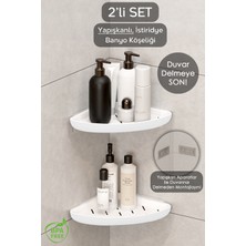 PremiumPort 2'li Yapışkanlı Banyo Düzenleyici, Şampuanlık ve Sabunluk Seti