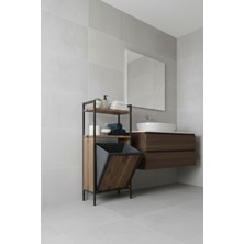 Teknotrust Çift Katlı Metal Ahşap Banyo Düzenleyici ve Çamaşır Sepeti Seti