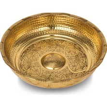 PremiumPort Bakır Işleme Hamam Tası, Sarı, 20 Cm, Zarif ve Dayanıklı Tasarım