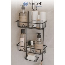 Teknotrust 2 Katlı Siyah Duş Rafı – Pratik ve Şık Banyo Düzenleyici