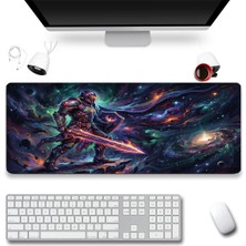 Sonictouch Kozmik Şövalye Siyah Dikişsiz Pürüzsüz Sıvı Geçirmez Xxl Gamer Klavye Mousepad 40X90CM
