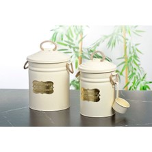 Teknotrust Krem Renkli Ölçekli 2'li Galvaniz Bulaşık Deterjan Kutusu