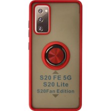 Elma Shop Galaxy S20 Fe Kılıf Montreal Yüzüklü Kapak - Kırmızı