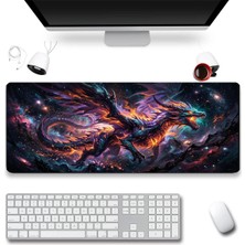 Sonictouch Galaksi Ejderhası Siyah Dikişsiz Pürüzsüz Sıvı Geçirmez Xxl Gamer Klavye Mousepad 40X90CM