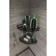 PremiumPort 2 Katlı Banyo Köşeliği, Duş ve Şampuanlık Için Duvar Organizeri