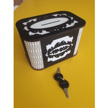 Karakoç Eğitim Araçları Ahşap Tip Box Kilitli Bahşiş Kutusu Modern Dekoratif Kumbara