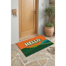 Valerine Life Hello Retro Vintage Çizgili Dijital Baskılı Ev Ofis Işyeri Dış Kapı Önü Paspası 45X70CM