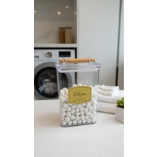 PremiumPort Ahşap Kulplu Kapaklı Deterjan Kutusu 2000ML Mutfak ve Banyo Organizer