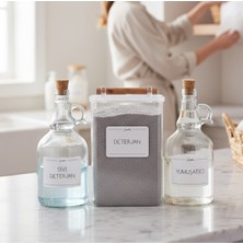 PremiumPort Vakumlu Ahşap Kulplu Şeffaf Deterjan Şişesi 2000ML & 1000ML
