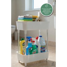 PremiumPort Iki Katlı Ayaklı Çok Amaçlı Düzenleyici Raf, Dar Alan Saklama Standı