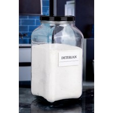 PremiumPort Şık Cam Deterjan Kavanozu 3000 ml Siyah Metal Kapaklı