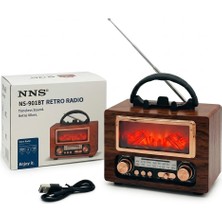 Serreha NS-901BT Nostaljik Şömine Görünümlü Retro Radyo - Bluetooth, Usb, Sd Kartlı Şarjlı Müzik Kutusu