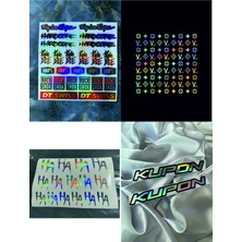 Etiket Dünyası Hologram 4 Lü Set Hahaha, Vl, Kupon, Motorsiklet Çok Amaçlı Sticker