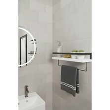PremiumPort Modern Metal ve Ahşap Çok Amaçlı Banyo Duvar Rafı