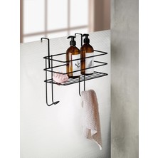 PremiumPort Siyah Askılı Banyo Rafı, Sabunluk ve Şampuanlık, Pratik ve Şık Tasarım
