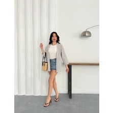 Yerteks Çizgili Gömlek Ceket