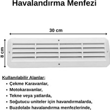 Dokya Dizayn Karavan, Moto Karavan ve Tekne Için Havalandırma Menfez Kapağı 30X8CM