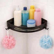PremiumPort Pratik Banyo Köşe Rafı, 23X23 Cm, Siyah, Paslanmaz Çelik, Vidalı Veya Yapışkanlı