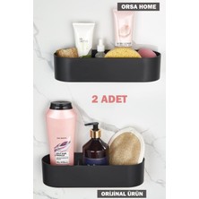 PremiumPort 2'li Oval Tasarım Güçlü Macunlu Banyo Köşe Rafı, Duş Organizer Seti