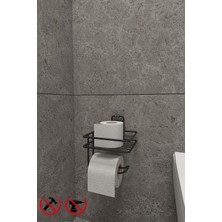 PremiumPort Güçlü Yapışkanlı Banyo Raflı Tuvalet Kağıdı Askısı