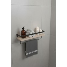 PremiumPort Şık Metal ve Ahşap Banyo Duvar Rafı Çok Amaçlı Düzenleyici
