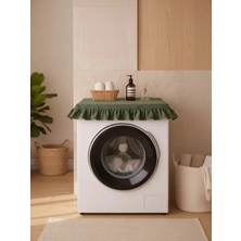 PremiumPort Haki Renkli Fırfırlı Çamaşır Makinesi Örtüsü ve Banyo Dekorasyonu