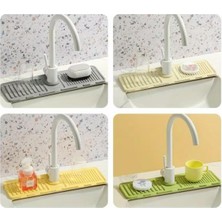 PremiumPort Mat Gri 30 cm Silikon Lavabo Kenarı Sıçrama Önleyici Set