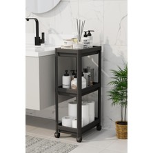 PremiumPort Geniş Çok Amaçlı 3 Katlı Tekerlekli Mutfak Banyo Raf Organizer
