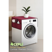 PremiumPort Çamaşır Makinesi Örtüsü, 4 Cepli Banyo ve Buzdolabı Düzenleyici