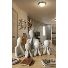 Hbnc Dekoratif Taştozu Beton 5’li Aile Set – 3 Çocuklu Figürler