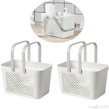 PremiumPort Çiftli Çok Amaçlı Beyaz Banyo Sepeti, Duş ve Düzenleme Için 2'li Set