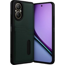 Xciks Collections Realme 12 Lite Kılıf Sara Kartvizitli Deri Kılıf - Koyu Yeşil