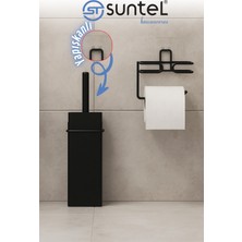 PremiumPort Pratik Tuvalet Kağıtlığı ve Fırça Seti, Delmeden Kolay Montaj