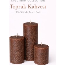 Handanca Spectrum Collection Toprak Kahvesi 3’lü Dokulu Silindir Mum Seti (Kahverengi)