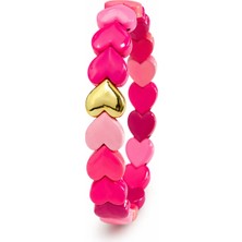 Hector Co Jewellery Pembe Tonlu Kalp Figürlü Gold Detaylı Bileklik – Şık & Romantik Tasarım