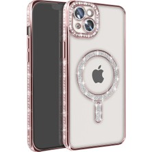Xciks Collections Iphone 15 Kılıf Joke Simli Magneticsafe Kılıf - Pembe
