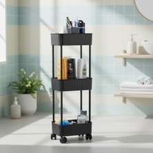 PremiumPort 3 Katlı Tekerlekli Çok Amaçlı Pratik Banyo ve Mutfak Organizeri