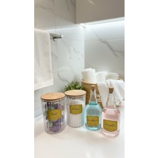 PremiumPort 4'lü Ahşap Kapaklı Oval Deterjan ve Sıvı Şişesi, 2300ML+1000ML