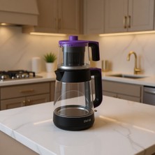 Altus Cam Çay Makinesi 0.8 Lt Demlik Kapasitesi Siyah Renkli Şık Tasarım