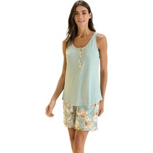 Over Sleep by Poleren Over Sleep 3386 Kadın Yazlık Viskon Şort Pijama Takım (S-M-L-Xl)