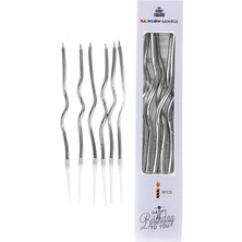 Party Express Kıvrımlı Mum 16CM 6'lı - Gümüş