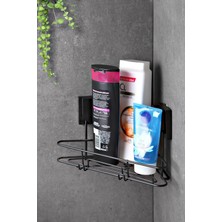 PremiumPort Şık Metal Üçgen Banyo Içi Raf, Siyah, Dayanıklı ve Kullanışlı Tasarım