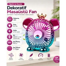 Kılıf House Dekoratif Ayıcık Tasarımlı 1200 Mah Şarjlı Taşınabilir Masaüstü Fan Mini Vantilatör