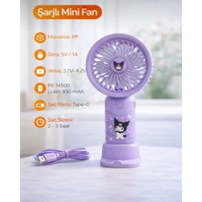 Kılıf House Sevimli Karakter Tasarımlı Telefon Standlı 300 Mah Şarjlı Taşınabilir El Fanı Mini Vantilatör